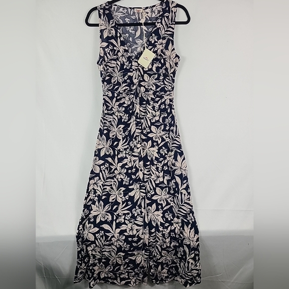 NWT FAHERTY Sorrento Sleeveless Floral Maxi Dress Blue Beige Boho Sz S NEW $228 - Picture 1 of 9